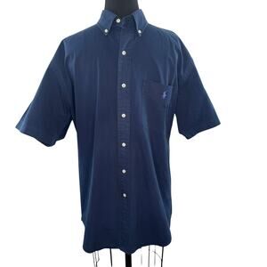 VTG Ralph Lauren Blue Label BLAKE Navy Shirt Cotton Short Sleeve Button M Medium